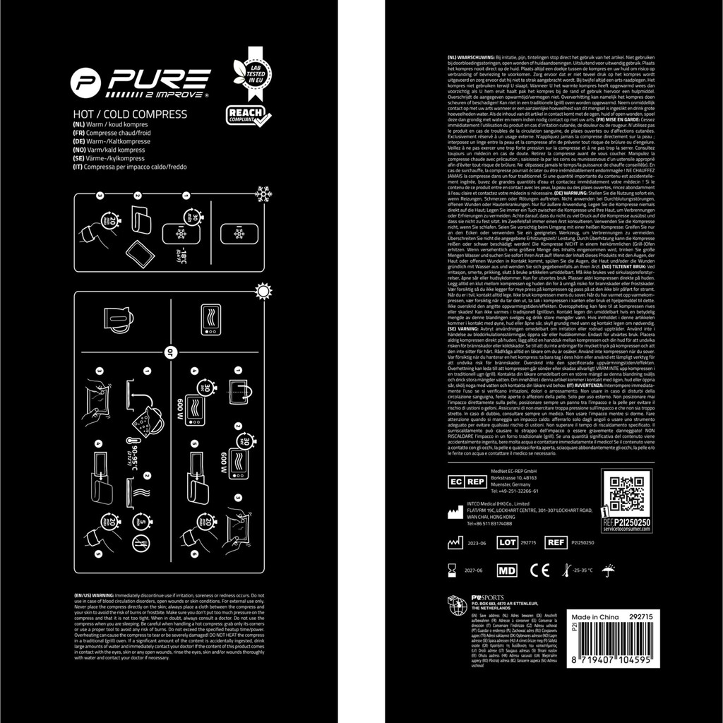 Pure2improve Warm-Kalt-Kompresse (schwarz, 26cm × 10.5cm, 350g)