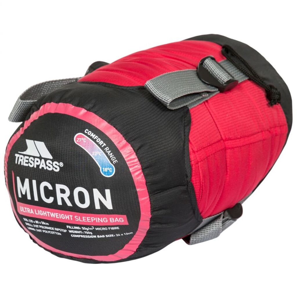 Trespass MICRON - Sleeping Bag (red, 220cm × 80cm × 50cm)