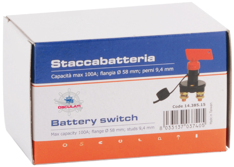 Battery master switch in black technopolymer