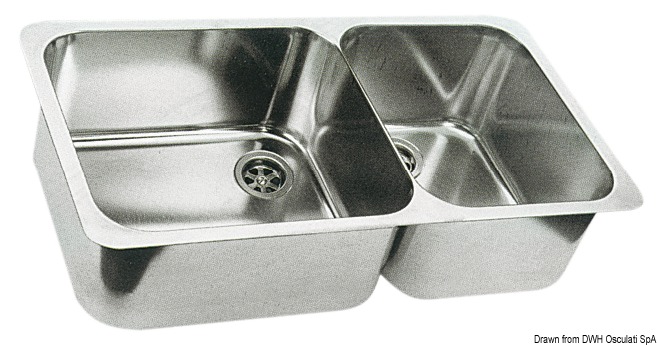 Double sink made of VA steel,polished 600x320 mm