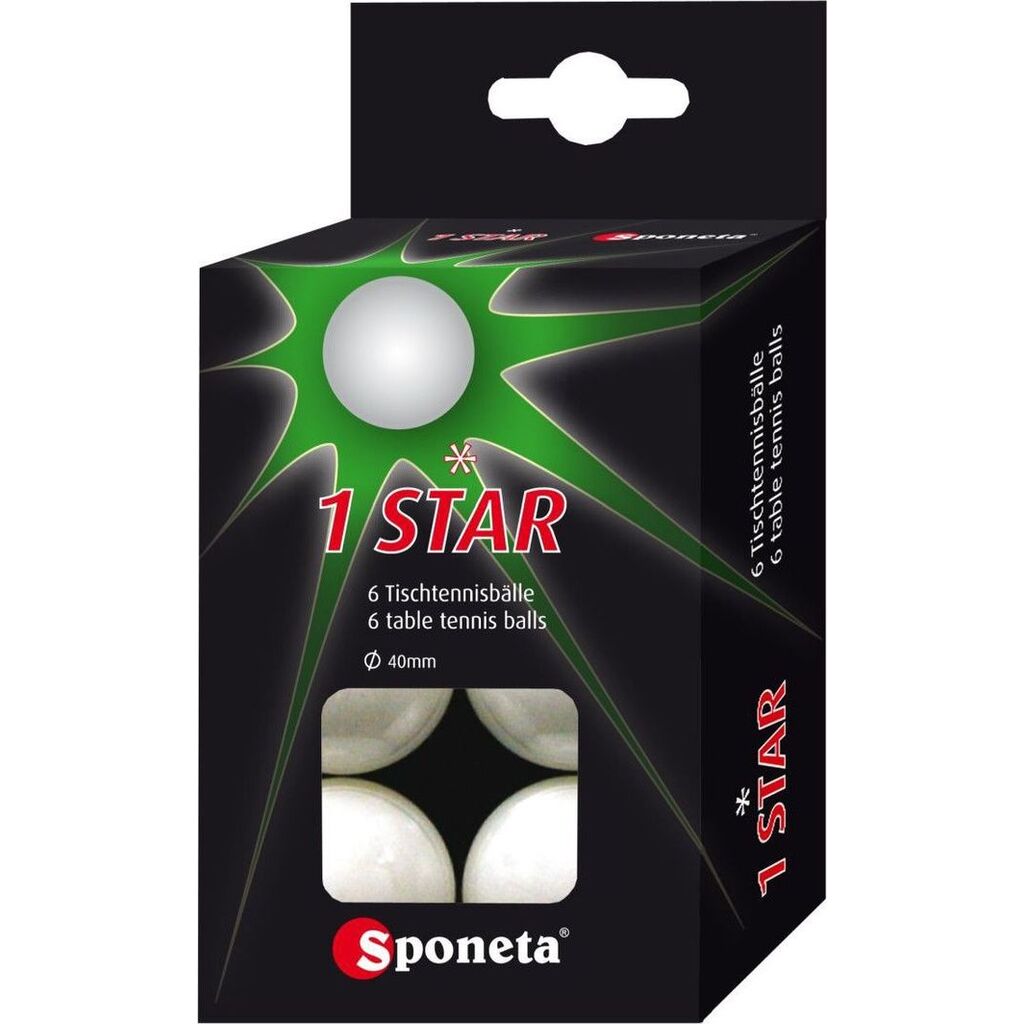 Sponeta Tischtennisbälle * 6er Pack (weiss, ⌀4cm, 3g, 6 Stk.)