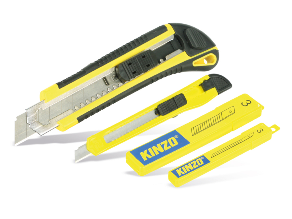 Kinzo couteau de bricolage/cutter 4pcs (jaune)