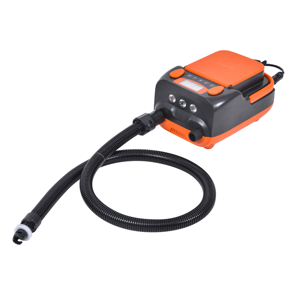 Jilong Doppelwirkung Elektropumpe mit Wiederaufladbarer Batterie (schwarz/orange, 25.1cm × 17.5cm × 13.3cm)