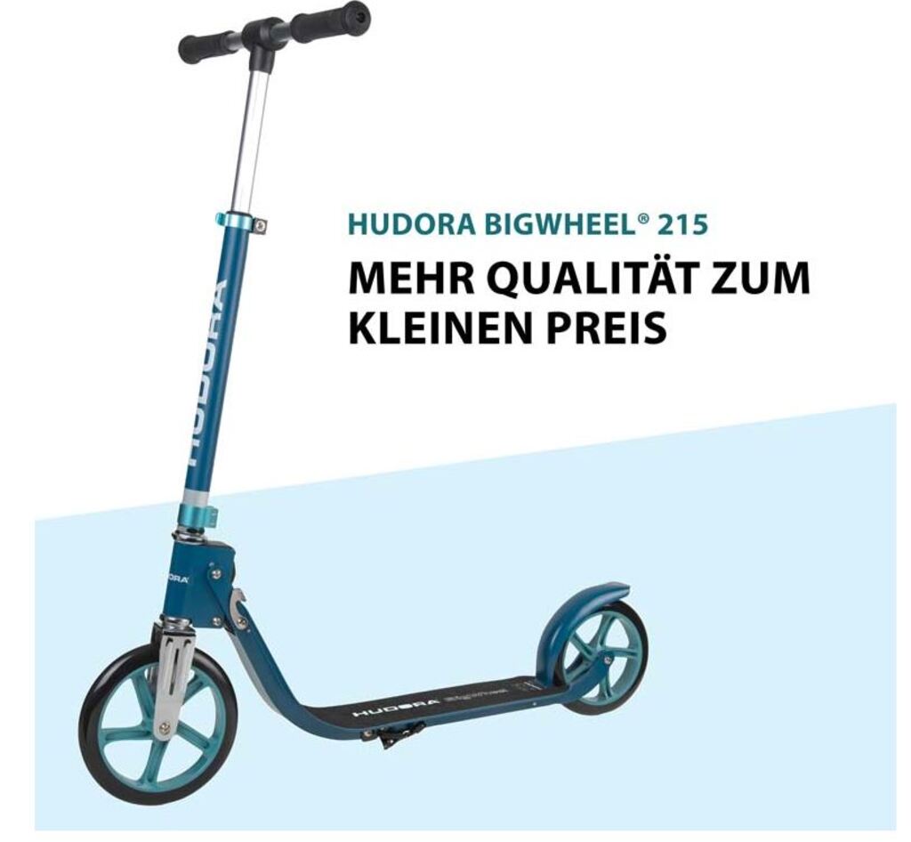 Trottinette Hudora BigWheel® 215 (bleu azur, 88cm × 48cm × 106cm, 4.1kg)