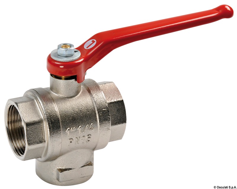 Ball valve 3-way brass 1/2" L