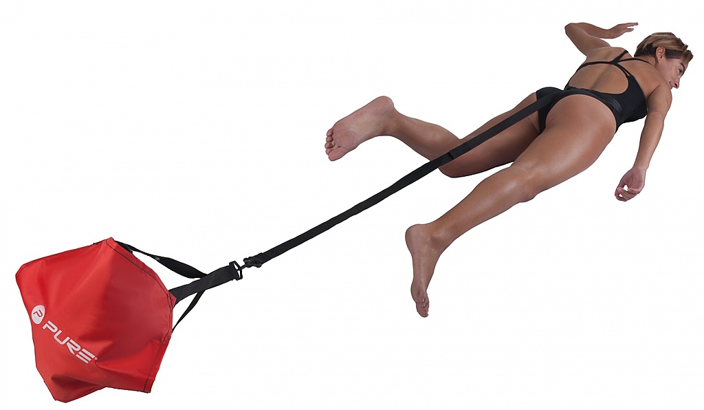 Pure2improve Parachute de natation (rouge, 180cm)