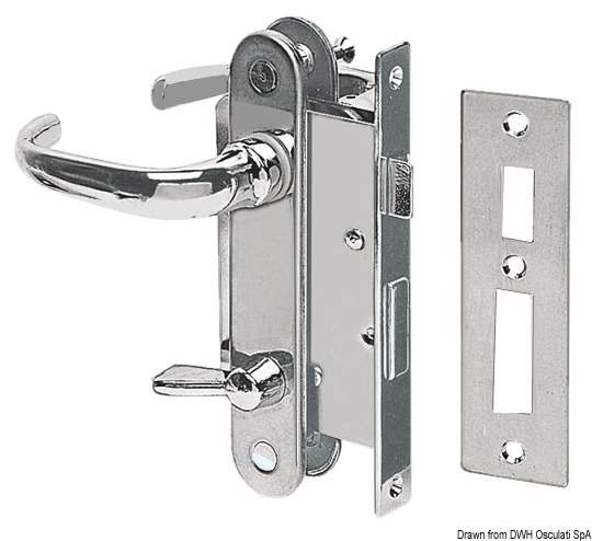 Lock chrome-plated brass 2 covers and pawls left