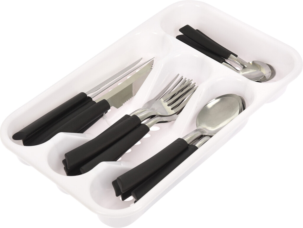 CHAMP cutlery set 25pcs. with cutlery tray (silver/black, 0.658kg)