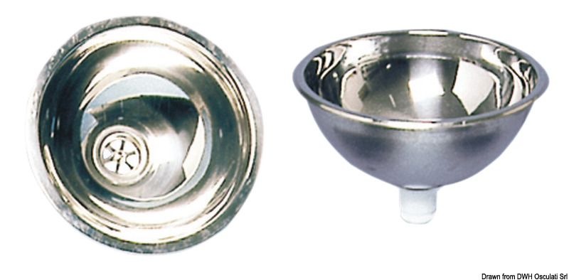 Round basin VA steel, highly polished 260x120 mm