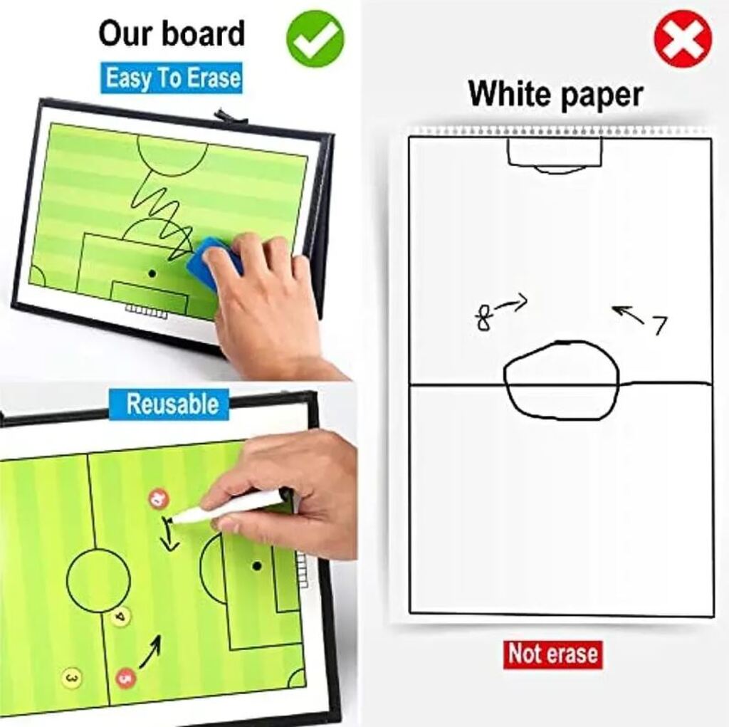 CHAMP Foldable Magnetic Football Coaching Tactics Board (black, 31cm × 23.5cm × 1.5cm)