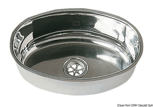 Oval sink VA steel, highly polished 240x375 mm