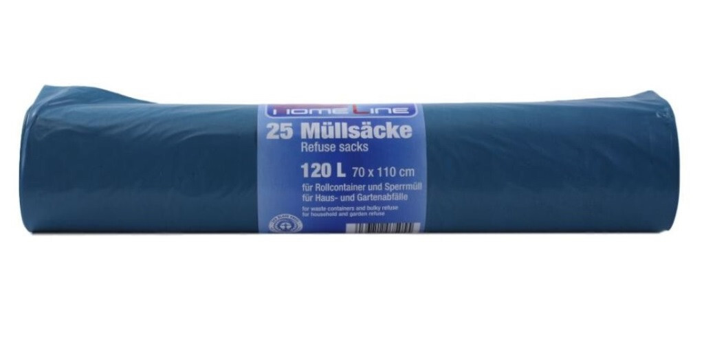 Homeline Müllsackrolle 120 Liter 25er Pack   (blau, 70cm × 110cm)