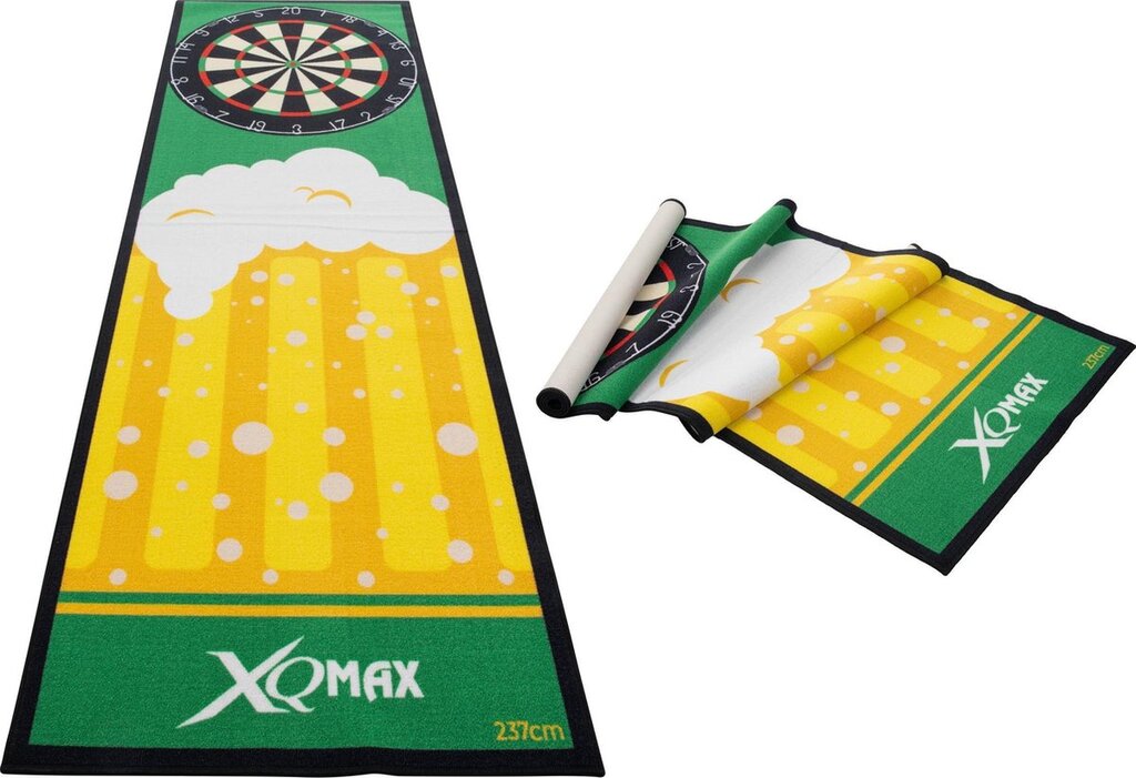 XQ Max Dartmatte im Bier-Design (gelb/grün, 237cm × 80cm × 0.2cm, 3kg)