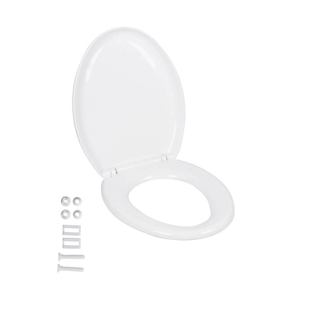 Bath & Shower WC seat with soft-closing mechanism (white, 45cm × 36cm × 5.5cm, 1.22kg)