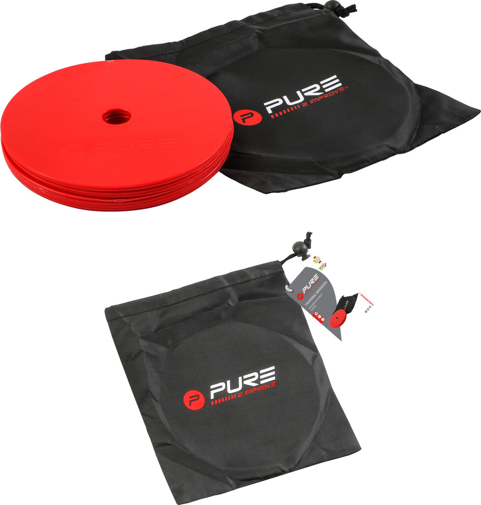 Pure2improve flat marker set of 10 (red, ⌀19cm × 0.2cm)