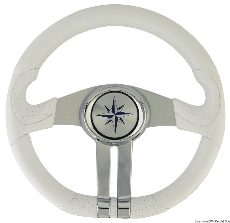 Baltic steering wheel, white spokes silver/chrome