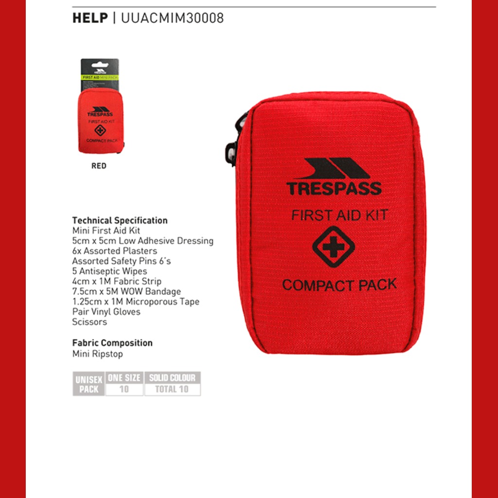 Trespass HELP First Aid Kit (red)