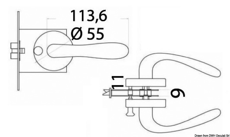 Mortise lock brass chrome-plated Locking66x60x9mm