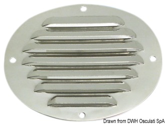 Ventilation grille, oval VA steel, polished 116x128 mm