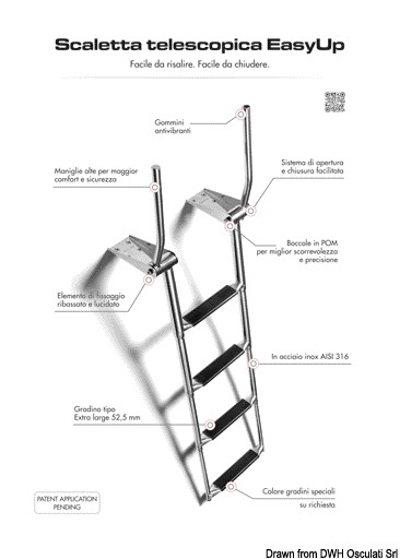 Extendable bathing ladder w.handle 4 steps