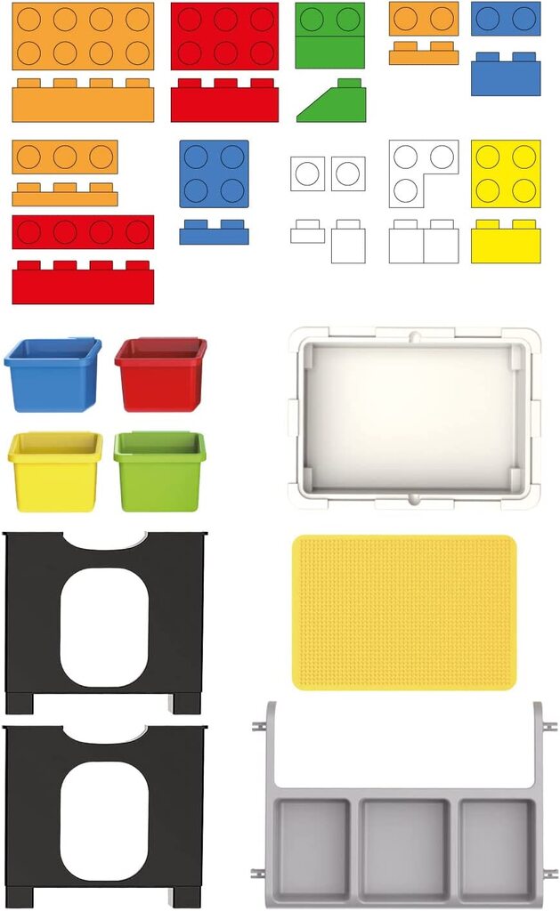 Eddy Toys Tavolo da gioco con blocchi da costruzione 300 pezzi (48 cm × 35 cm × 31 cm, 1,8 kg)