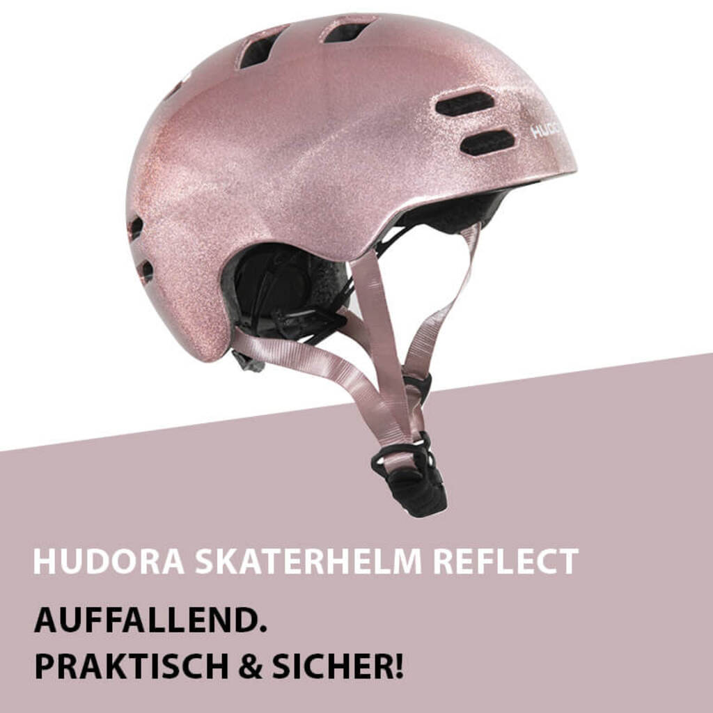 Casque de skate Hudora Reflect, taille L (rose, 58-61cm)