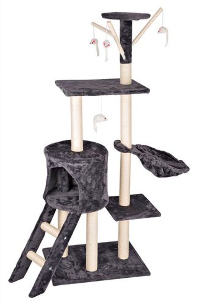 Pet Toys Kratzbaum mit Aussichtsplattform (Anthrazit, 50cm × 35cm × 140cm, 8.5kg, 1 Stk.)