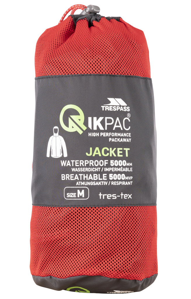 Trespass QIKPAC X unisex shell jacket (black, L, black red)