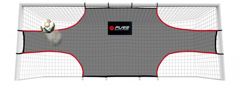 Pure2improve Fussballtor Trainingsnetz (Schwarz/Rot, 732cm × 244cm)