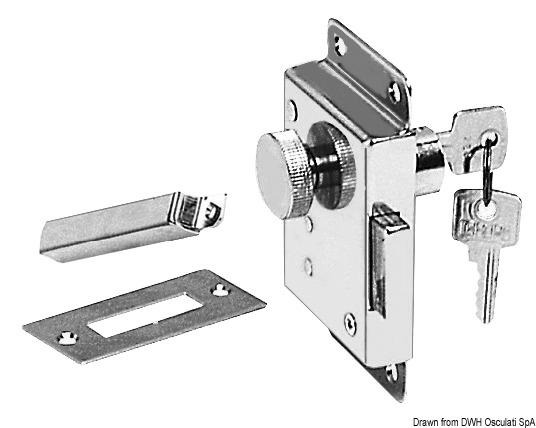 Brass lock, chrome-plated right 25 mm