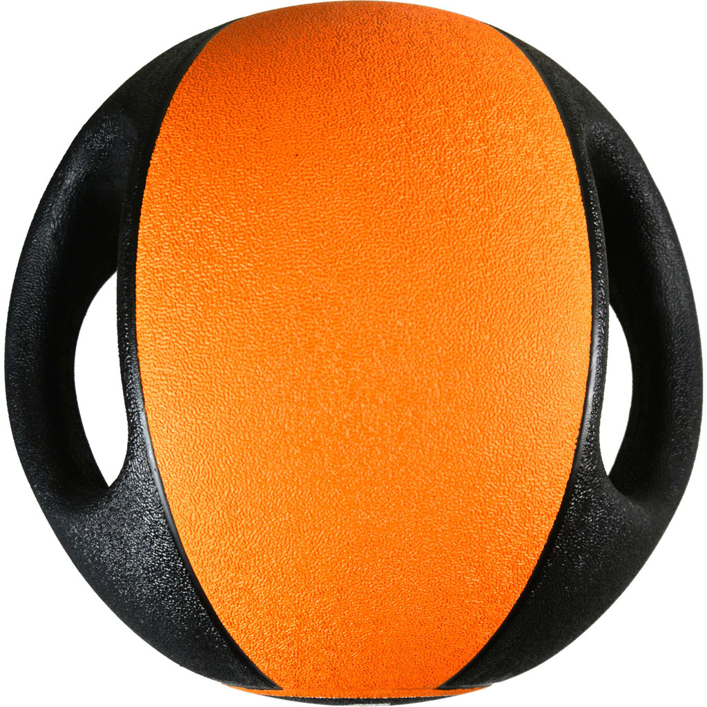 Pure2improve Medizinball mit Handgriffen (schwarz/orange, 4kg)