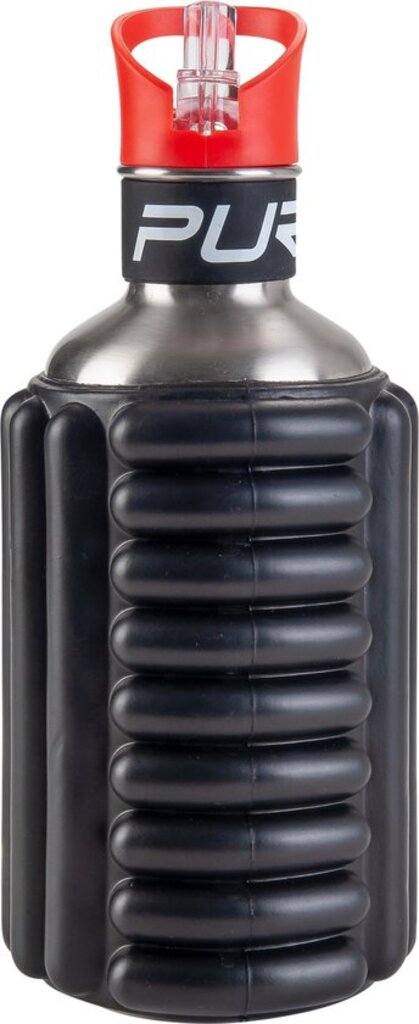 Pure2improve Wasserflasche (schwarz/rot, 10.0cm × 25.5cm, 1.2l)