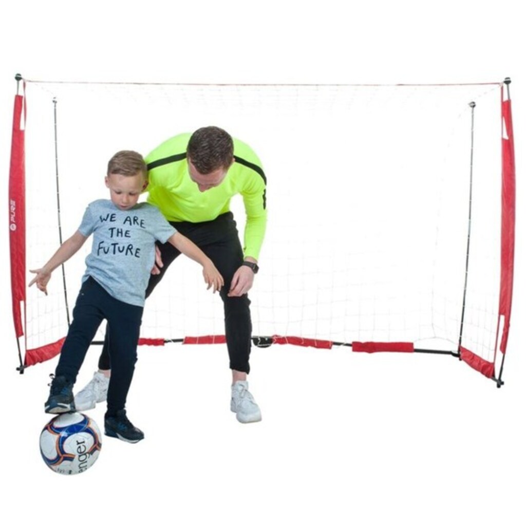 Pure2improve Football Goal (red/white, 108cm × 366cm × 183cm)