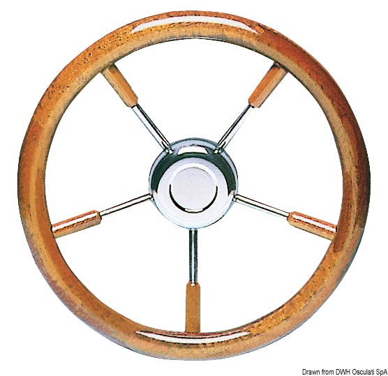 VA-steel steering wheel w.mahogany outer ring 400 mm