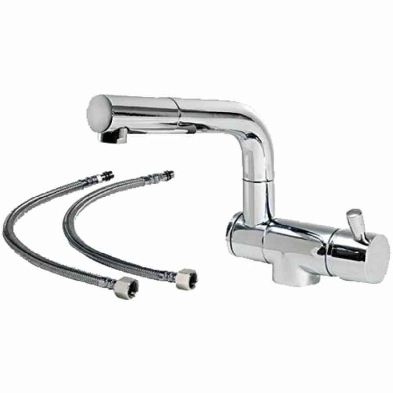 Hinged mixer tap hot/cold, double joint