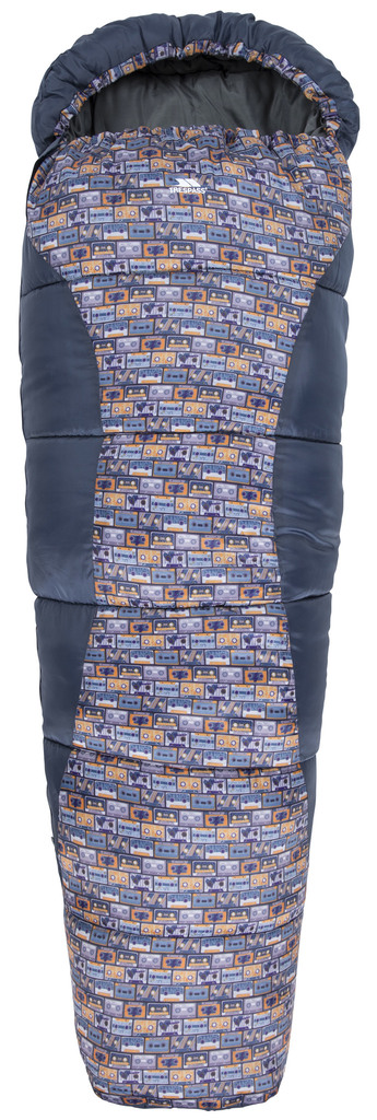Trespass BUNKA - Sac de couchage pour enfants (bleu avec motifs, 170cm × 65cm)