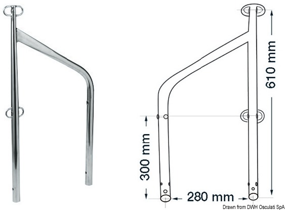 Double railing support f. external brackets