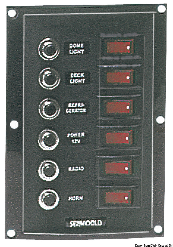 Tableau de commande, horizontal 6 interrupteurs