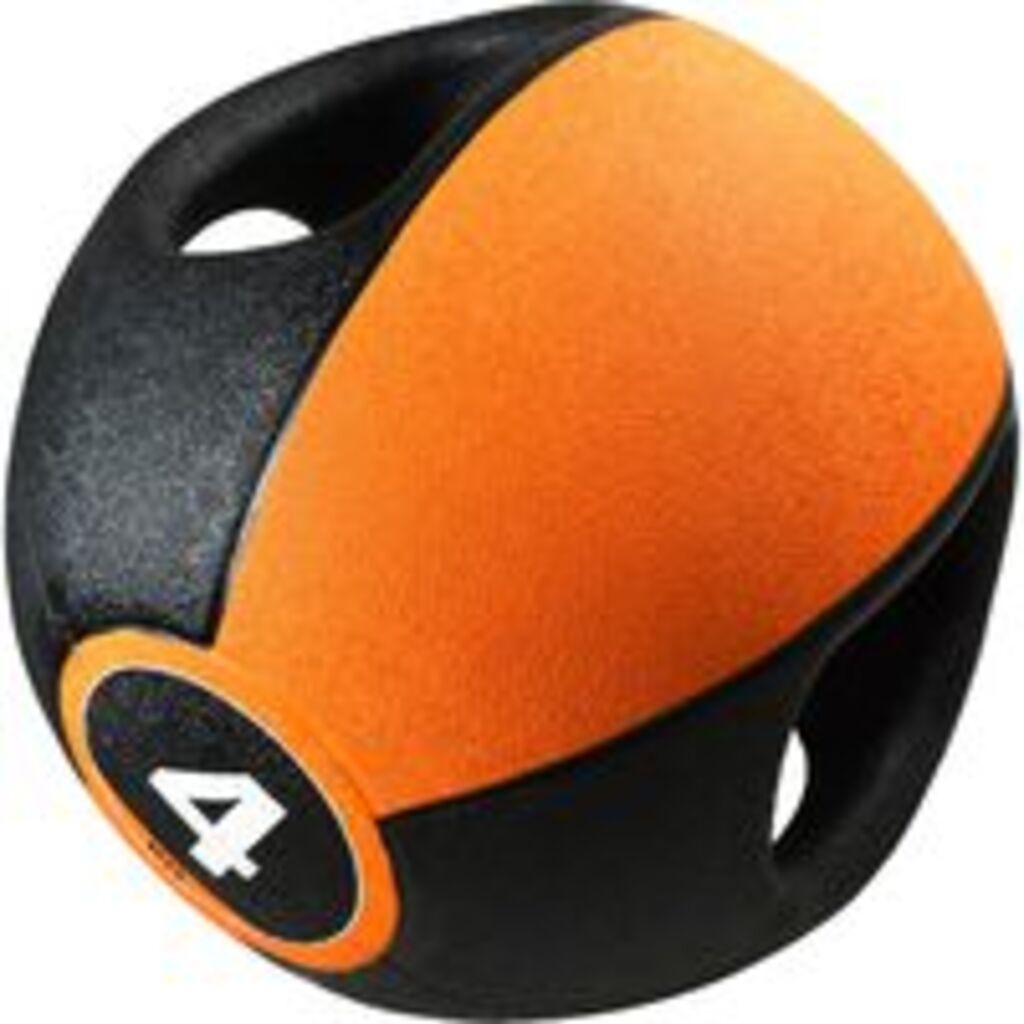 Pure2improve Medizinball mit Handgriffen (schwarz/orange, 4kg)