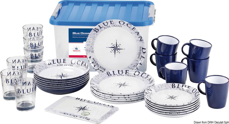 BLUE ocean kit complet anti-slip pour 6 assiettes