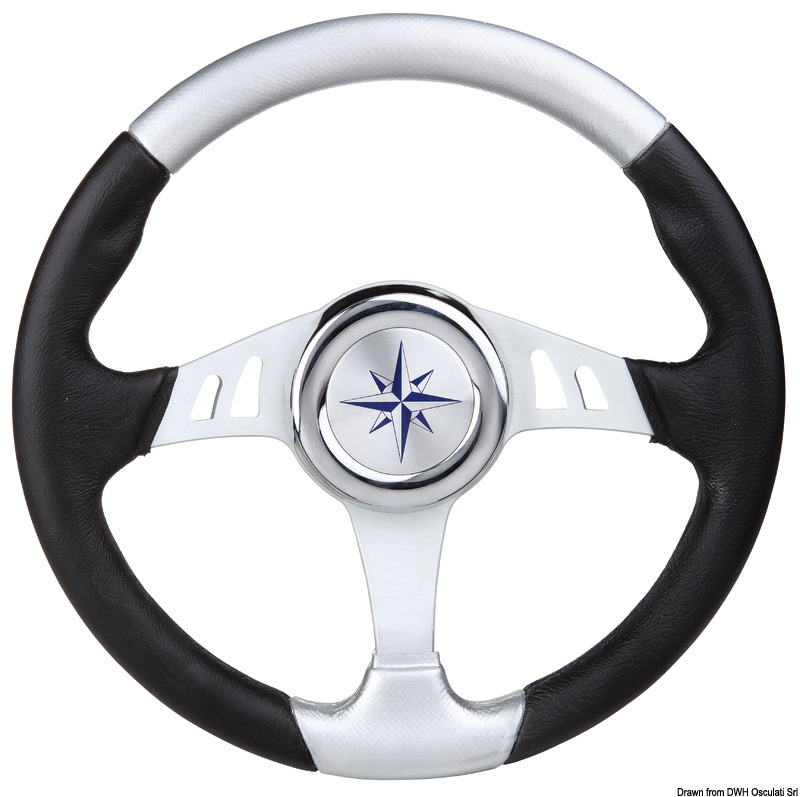 Steering wheel, black/silver 350 mm