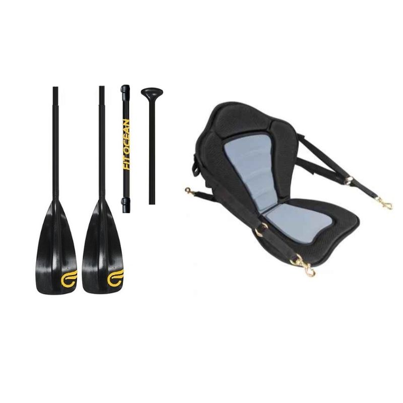 FIT OCEAN 2-in-1 iSUP and Carbon Kayak Paddle + Kayak Sitz Deluxe