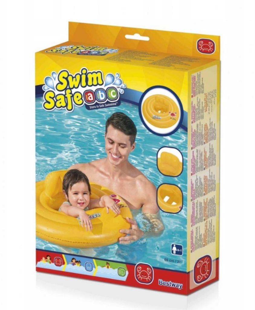 Bestway Swim Safe ABC Swim Seat Level A WonderSplash , 0-1 year (yellow, 64cm × 64cm × 24cm, 513g)