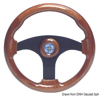 Three-spoke steering wheel, mahogany 355 mm