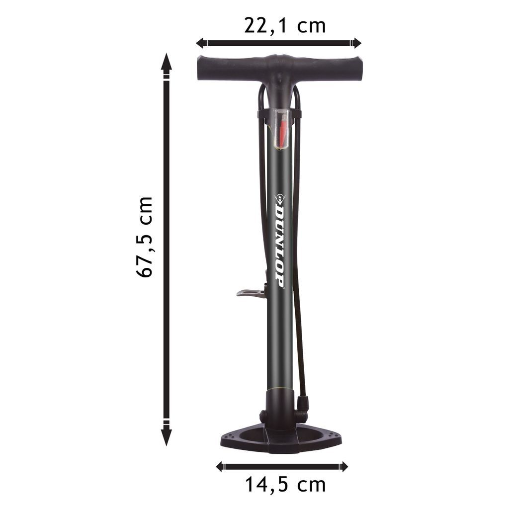 Pompe à air sur pied Dunlop (noir, ⌀3.5cm × 22.1cm × 67.5cm)