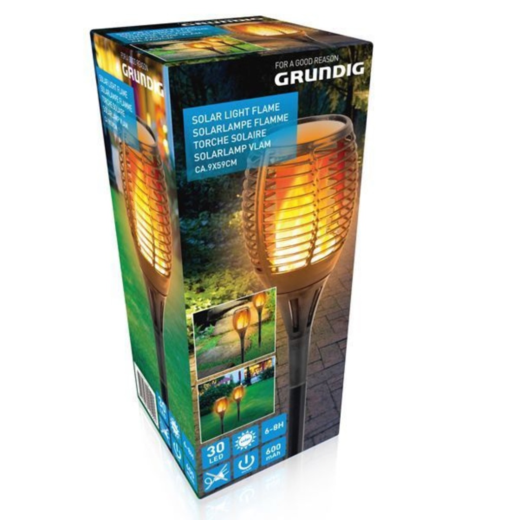 Lampada solare Grundig "Flame" (nero, 9cm × 59cm, 208g)