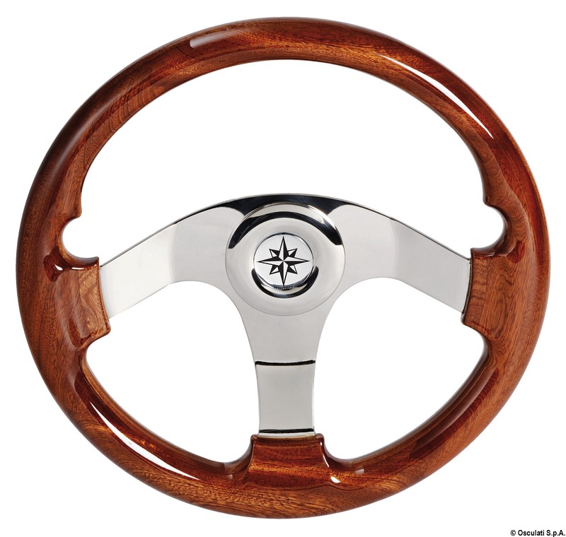 Mahogany steering wheel VA steel spokes+hub 350 mm