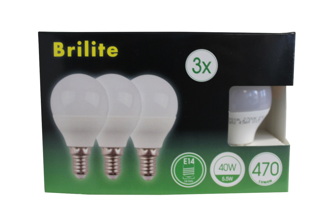 Ampoule Brilite LED SMD P45 en forme de goutte (blanc, 4.5cm × 8cm, E14, 3 pcs.)