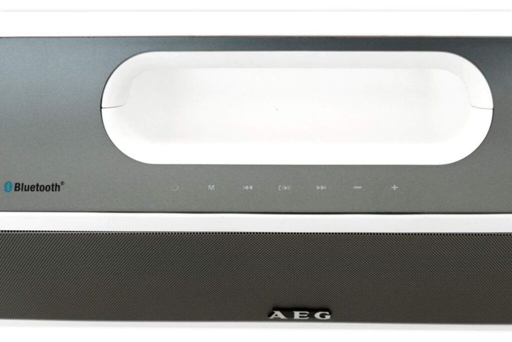 Altoparlante stereo Bluetooth AEG (bianco grigio, 40 cm × 15,7 cm × 11 cm)