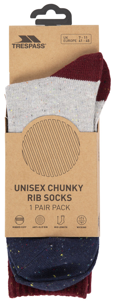 Trespass ALIZE unisex recycled cotton socks (grey / fig, 41-45)